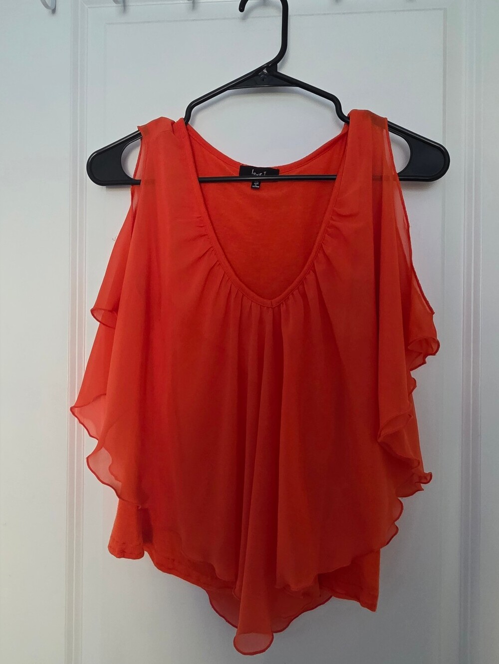 Love J Sleeveless Vneck Flutter Sleeve Blouse XL